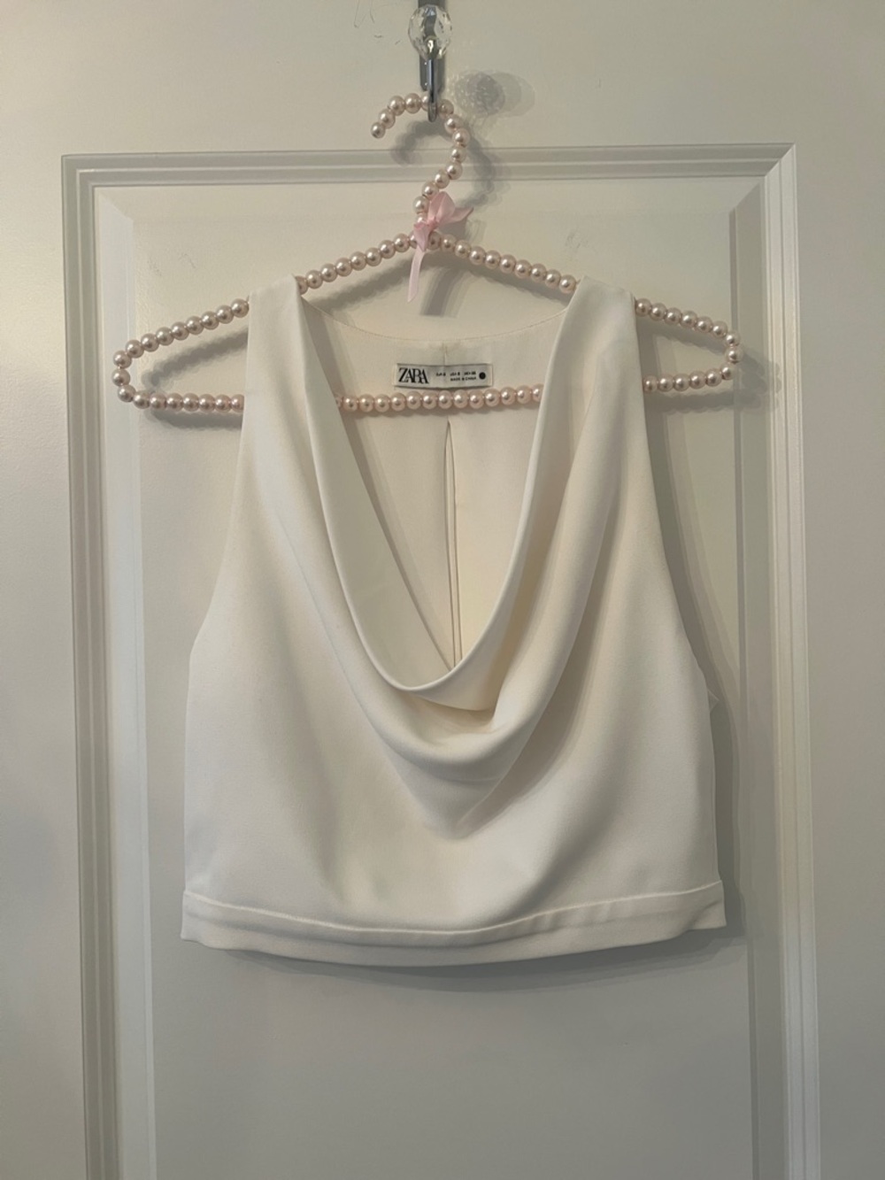 Zara Ivory Draped Cowl Neck Camisole
